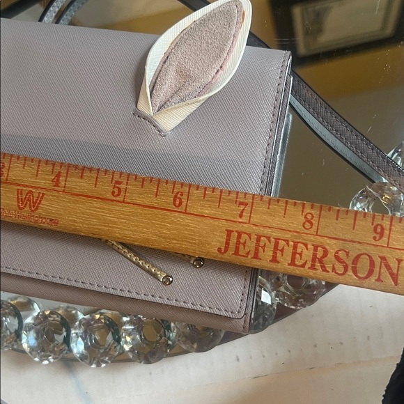 Kate Spade blush gray taupe rabbit crossbody wallet - Picture 14 of 15